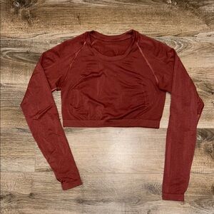 Alphalete Pink Long Sleeve Fitted Crop Top